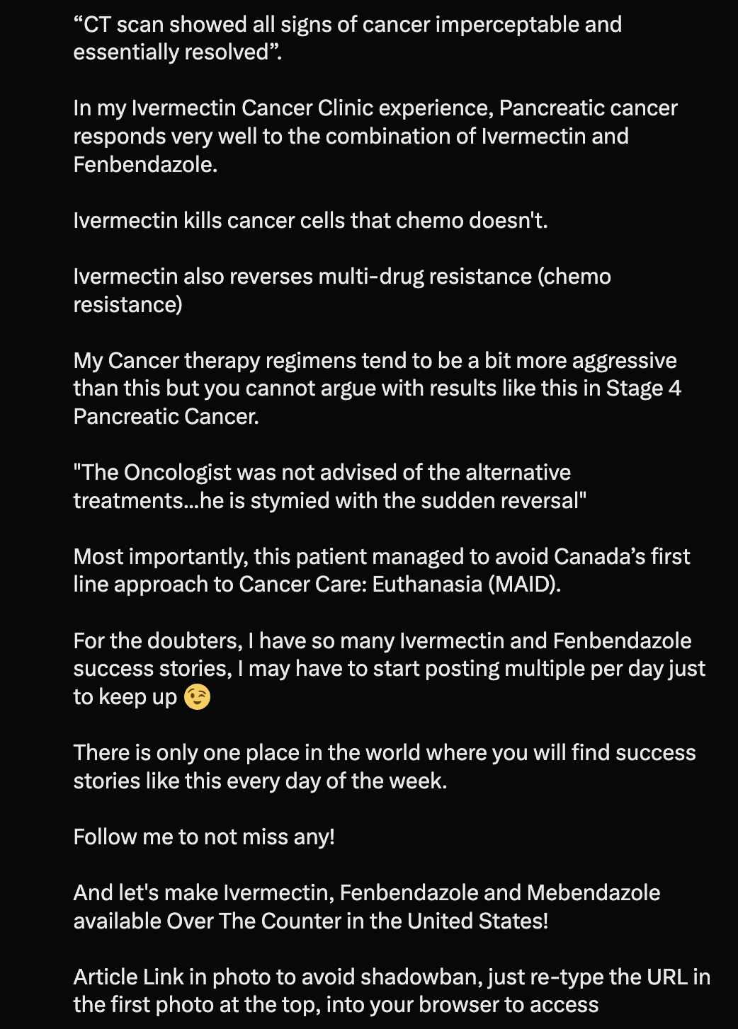 cancer healing testimonial